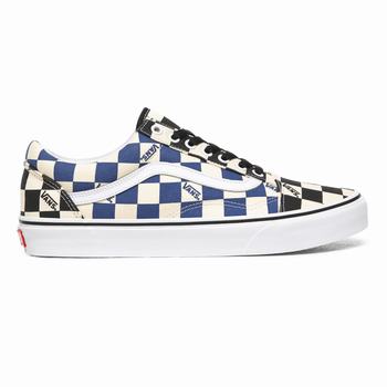 Vans Big Check Old Skool - Miesten Tennarit - Mustat/Laivastonsininen